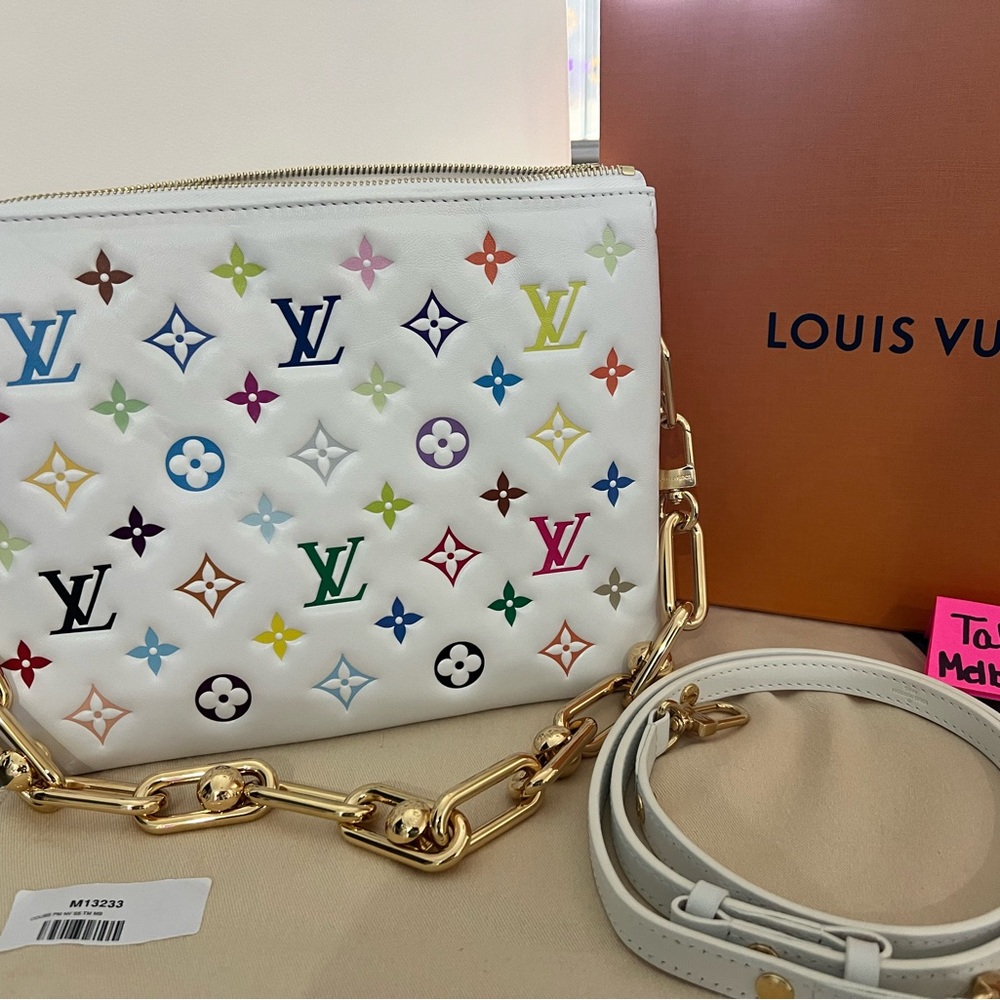 Louis Vuitton White Crossbody Bag with Multicolor Monogram